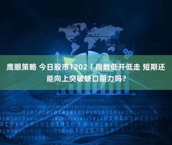 鹰眼策略 今日股市1202丨指数低开低走 短期还能向上突破缺口阻力吗？